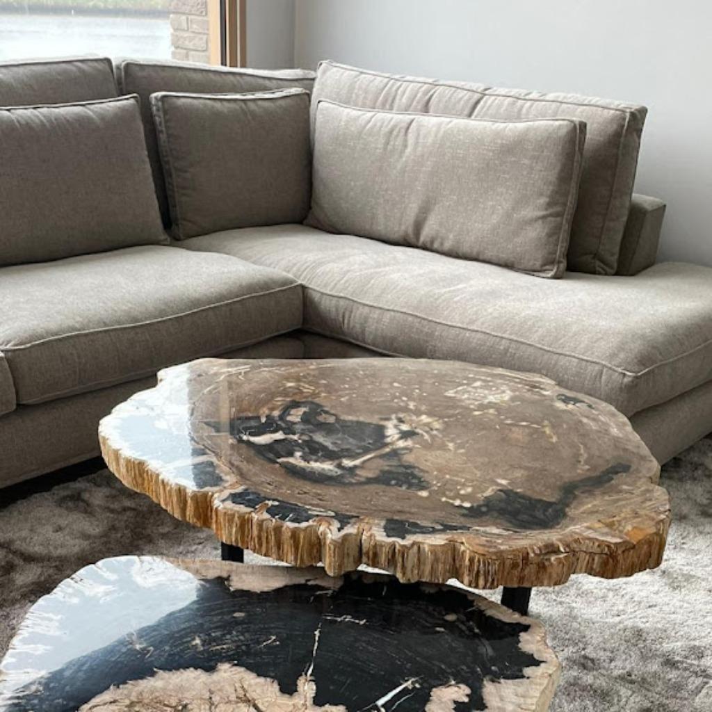 Versteend hout Salontafels - Unieke salontafels!, Ophalen, Nieuw, Rond, 50 tot 100 cm