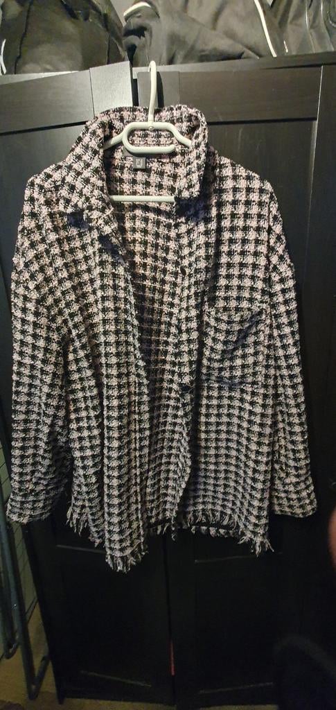 Geruite blouse met gerafelde details, Zwart, Maat 42/44 (L), Ophalen of Verzenden, Onbekend