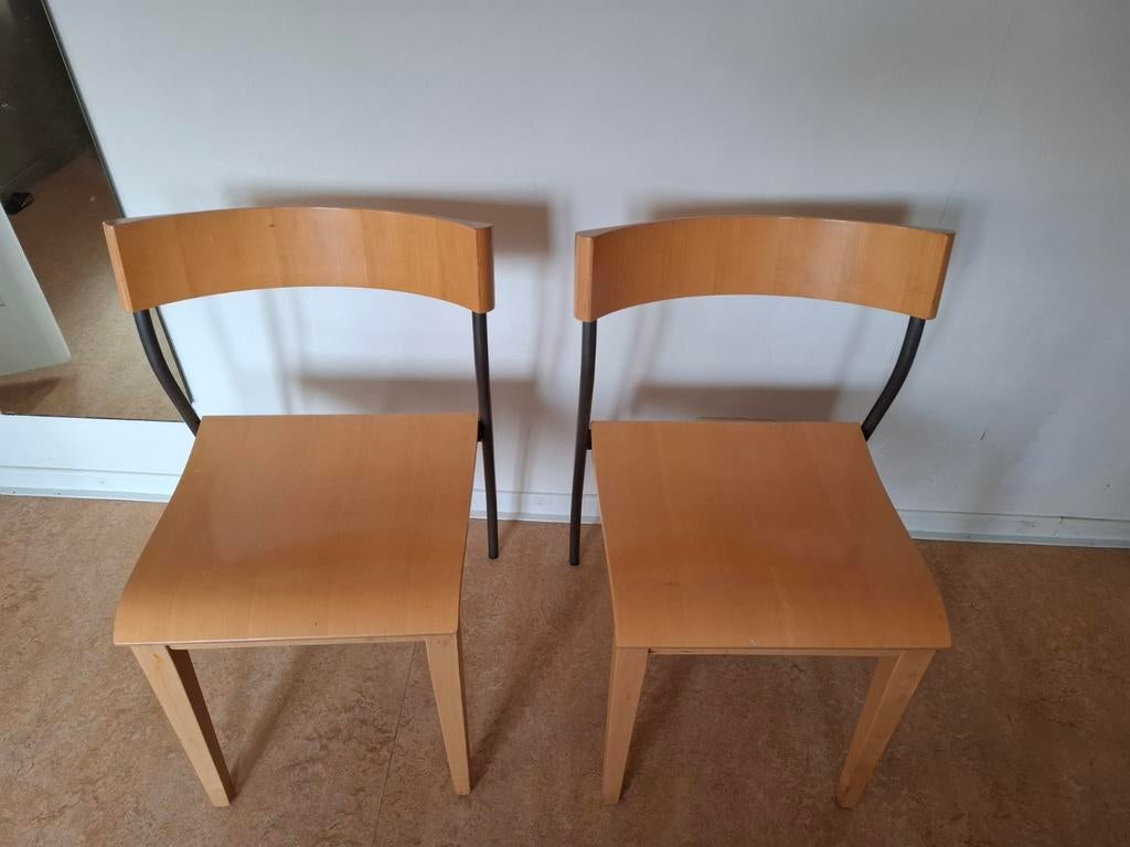 Twee beukenhouten stoelen, Huis en Inrichting, Stoelen, Ophalen, Gebruikt, Twee, Bruin