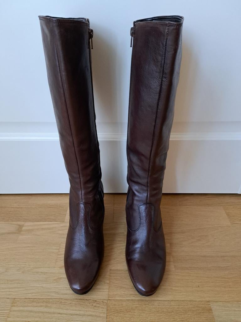 Donker bruine leren laarzen merk Gabor.Maat 38., Hoge laarzen, Bruin, Gabor, Nieuw