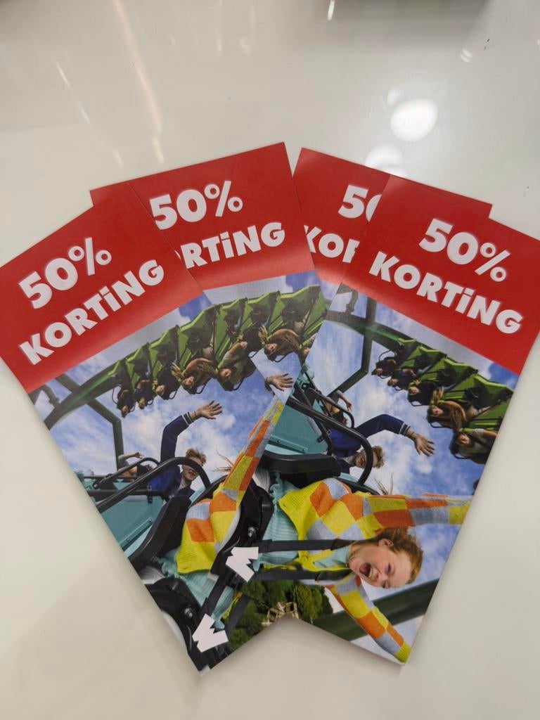 4x Walibi 50% kortingscodes – geldig t/m 31 mei 2026, Drie personen of meer, Kortingskaart