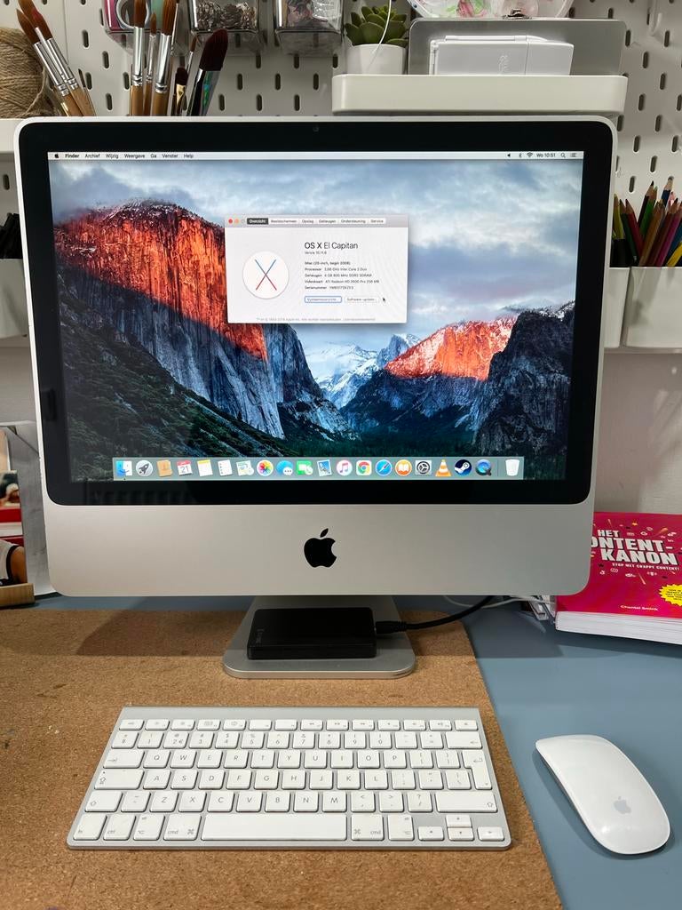 iMac 20-inch (2008). Goed werkend of als 2e scherm of win11, Gebruikt, 2 tot 3 Ghz, HDD, IMac
