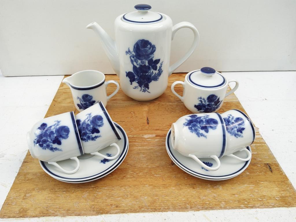 Mosa - Douwe Egberts - Theepot Roomstel etc. Blauwe Roos, Antiek en Kunst, Antiek | Servies los, Ophalen of Verzenden