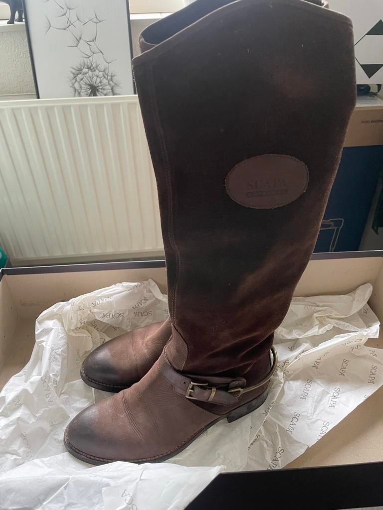 Bruine Suède Laarzen maat 39, Hoge laarzen, Bruin, Ophalen of Verzenden, Zo goed als nieuw