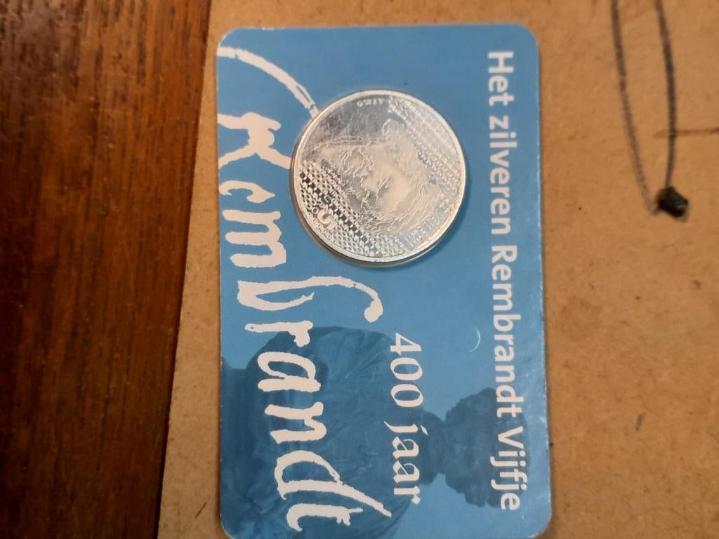 Zilveren Rembrandt Vijfje, Postzegels en Munten, Zilver, Ophalen of Verzenden, Losse munt, 5 gulden