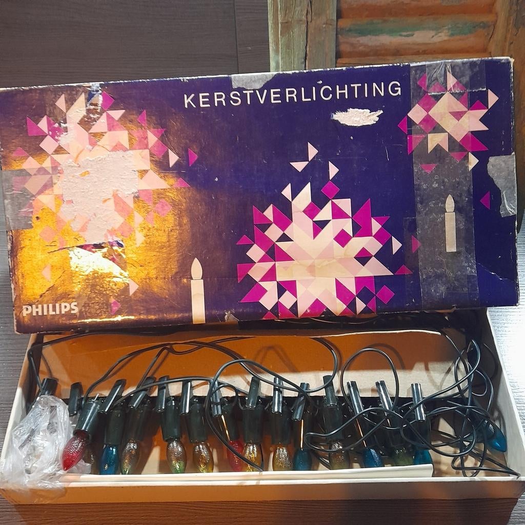 Vintage Philips kerstverlichting kerstlampjes kleur, Ophalen of Verzenden, Gebruikt