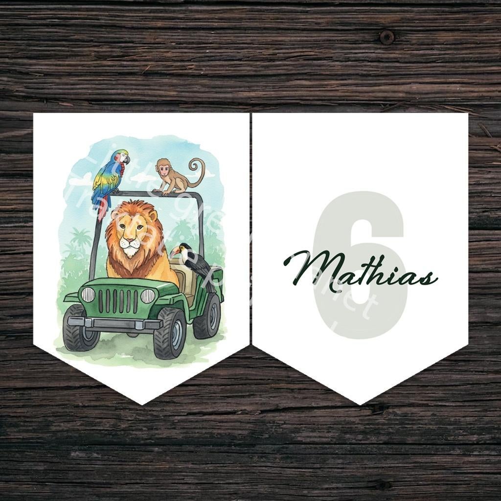 Verjaardagsslinger met naam en leeftijd – Jungle – Printable, Kinderen en Baby's, Verzenden, Nieuw