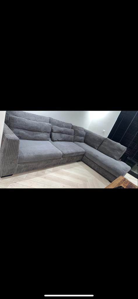 Grijze ribstof bank in prima staat, Ophalen of Verzenden, Zo goed als nieuw, Stof