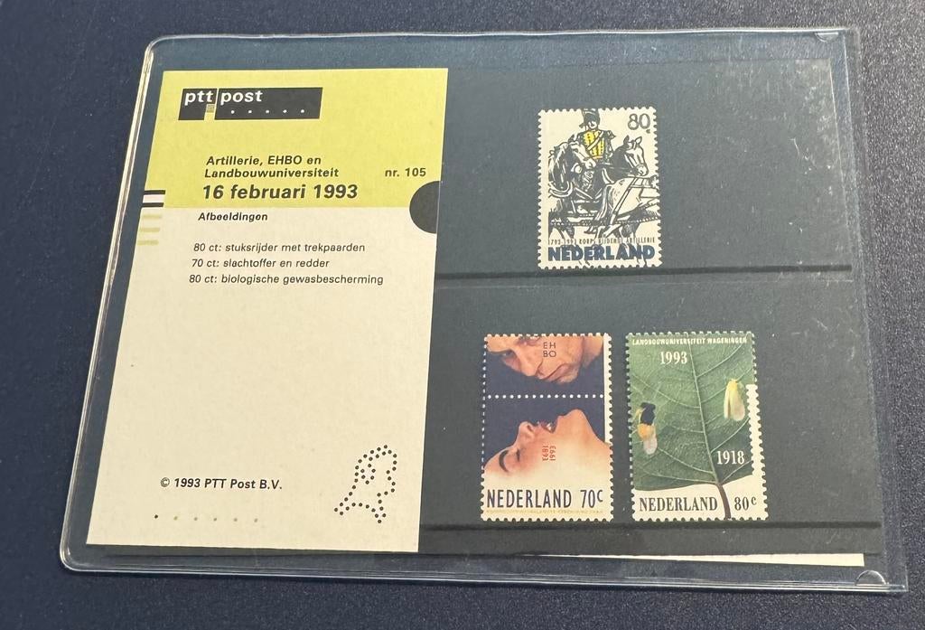 105 korps artillerie EHBO 1993 postzegel trekpaarden paard, Verzamelen, Militaria | Algemeen, Ophalen of Verzenden, Landmacht