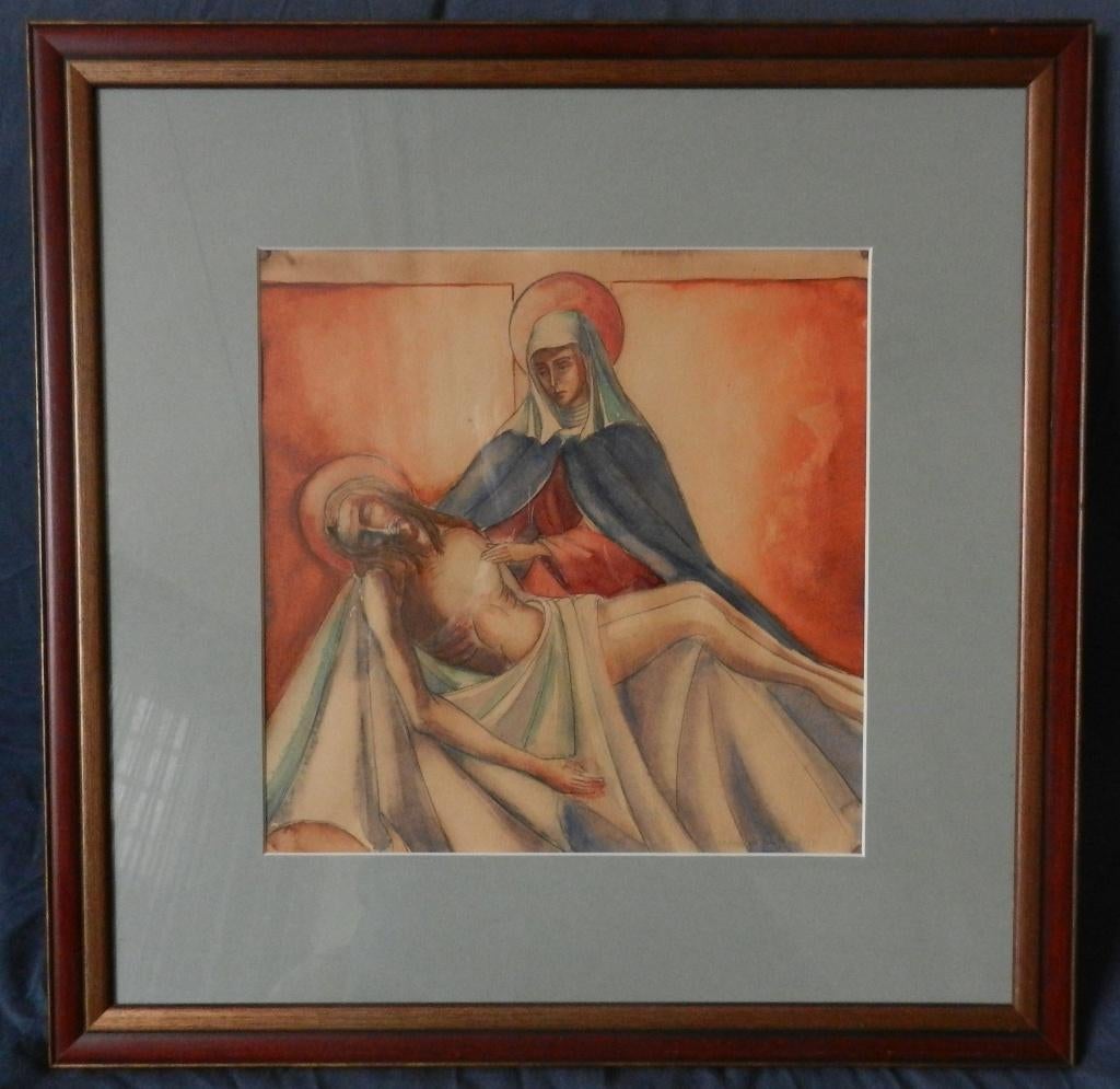 Aquarel Bewening door Lodewijk Schelfhout 1930 hxb: 29x29 cm, Ophalen of Verzenden