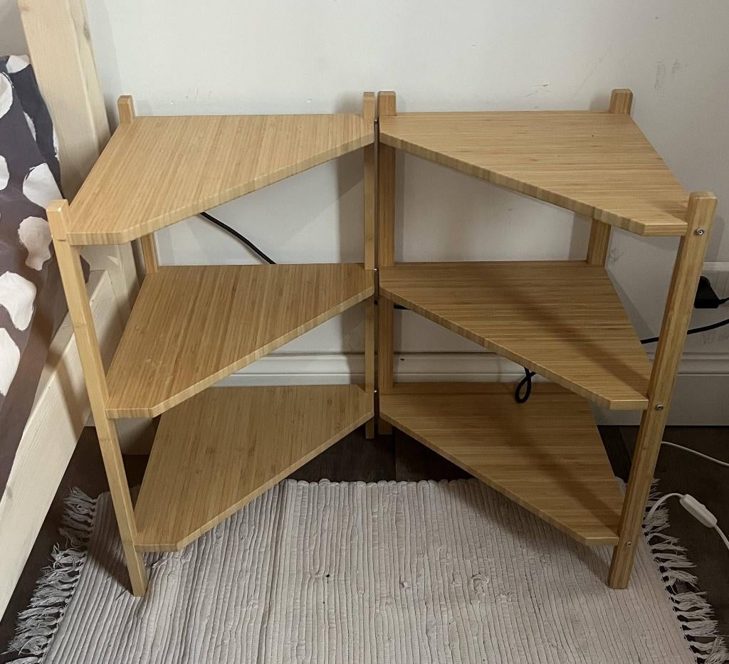Bamboo IKEA Bedside Table Corner Shelf, Overige materialen, Minder dan 45 cm, Zo goed als nieuw, 55 tot 70 cm