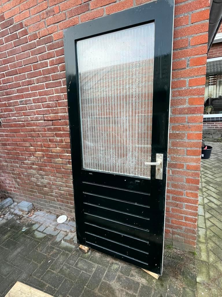 Achterdeur, Doe-het-zelf en Verbouw, Deuren en Horren, Ophalen, 80 tot 100 cm, 200 tot 215 cm, Glas