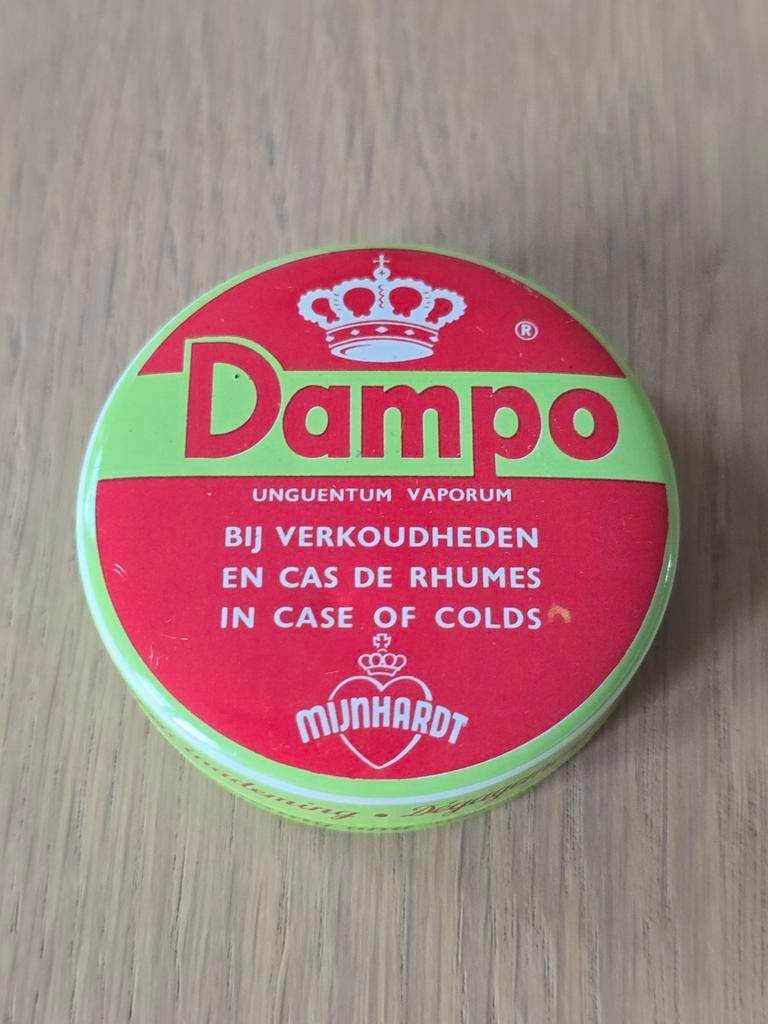Blikje dampo unguentum vaporum - Mijnhardt €9, Verzamelen, Ophalen of Verzenden, Zo goed als nieuw