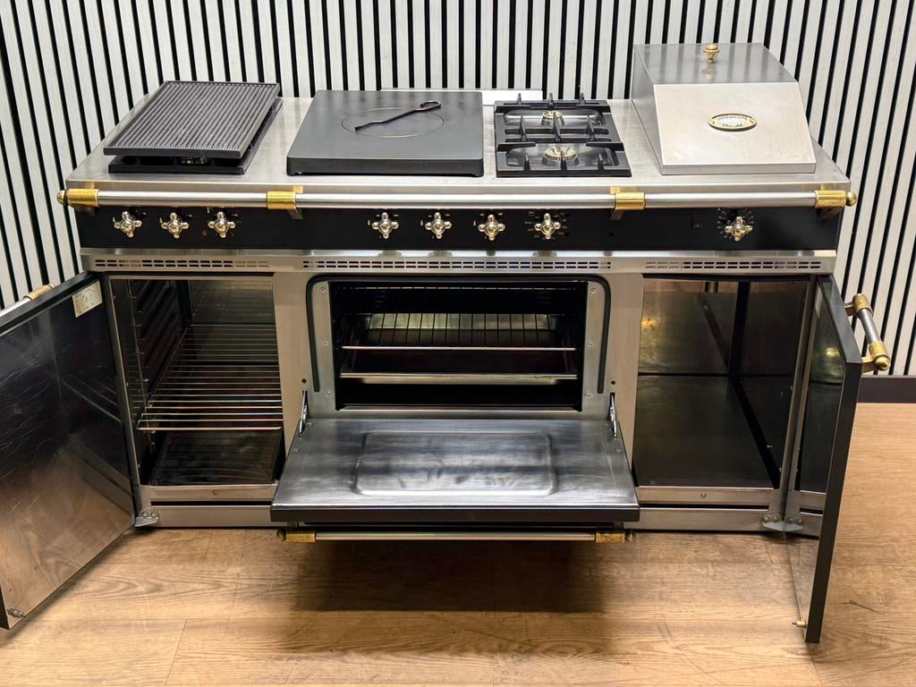 Luxe Lacanche Fornuis 5 pits coupe de feu & Friteuse 150 cm, Fornello Esperta, Grill, Ophalen of Verzenden, Zo goed als nieuw