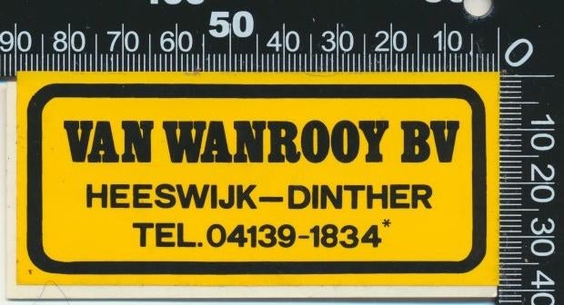 Sticker: Van Wanrooy - Heeswijk Dinther, Ophalen of Verzenden, Zo goed als nieuw, Bedrijf of Vereniging
