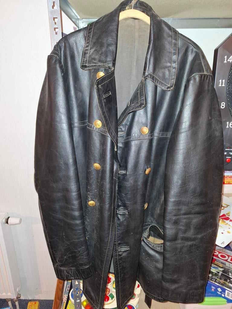 Leren brandweer jas, Ophalen, Maat 56/58 (XL), Historisch, Kleding