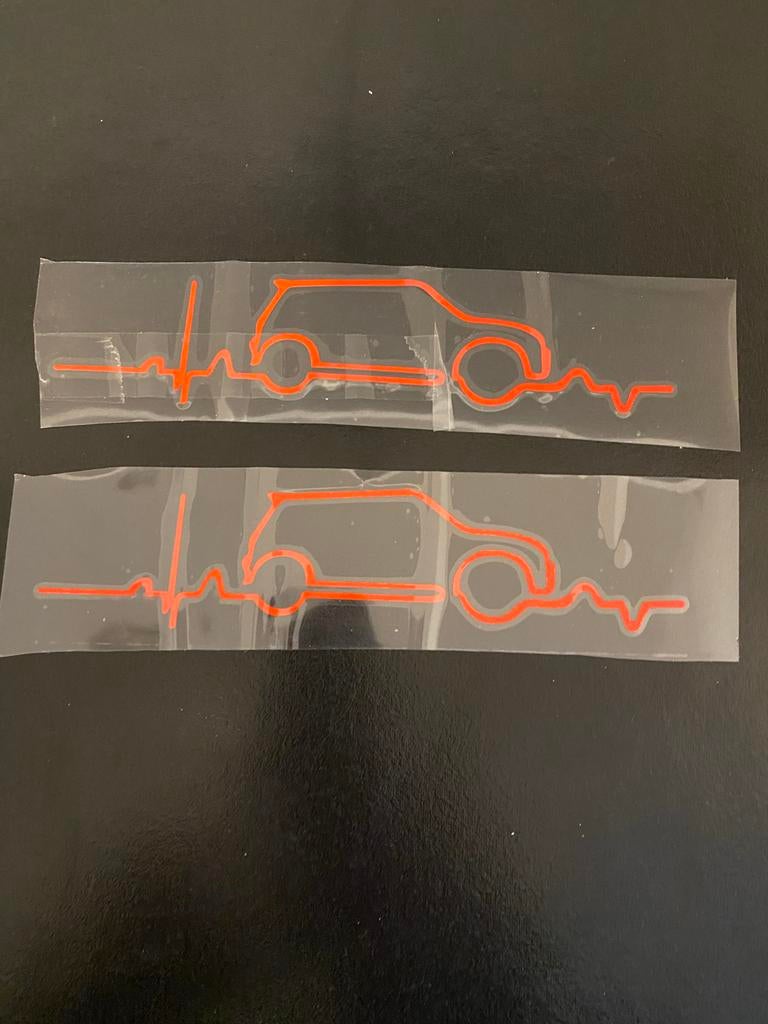 2x Mini Sticker Rood - Hartslag Design NIEUW!!!, Auto diversen, Autostickers, Ophalen of Verzenden
