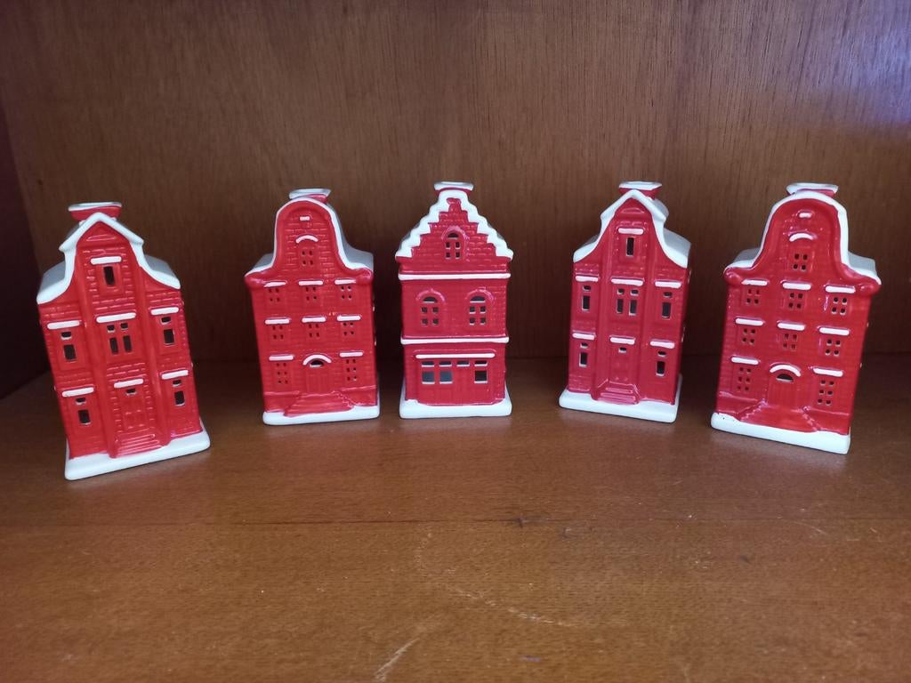 Vijf Postcodeloterij Huisjes, Huis en Inrichting, Woonaccessoires | Kandelaars en Kaarsen, Ophalen of Verzenden
