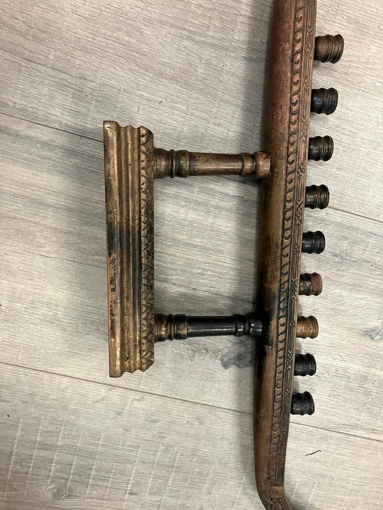 Grote drakenboot kandelaar van massief messing, Ophalen of Verzenden, Gebruikt, Metaal, 75 cm of meer