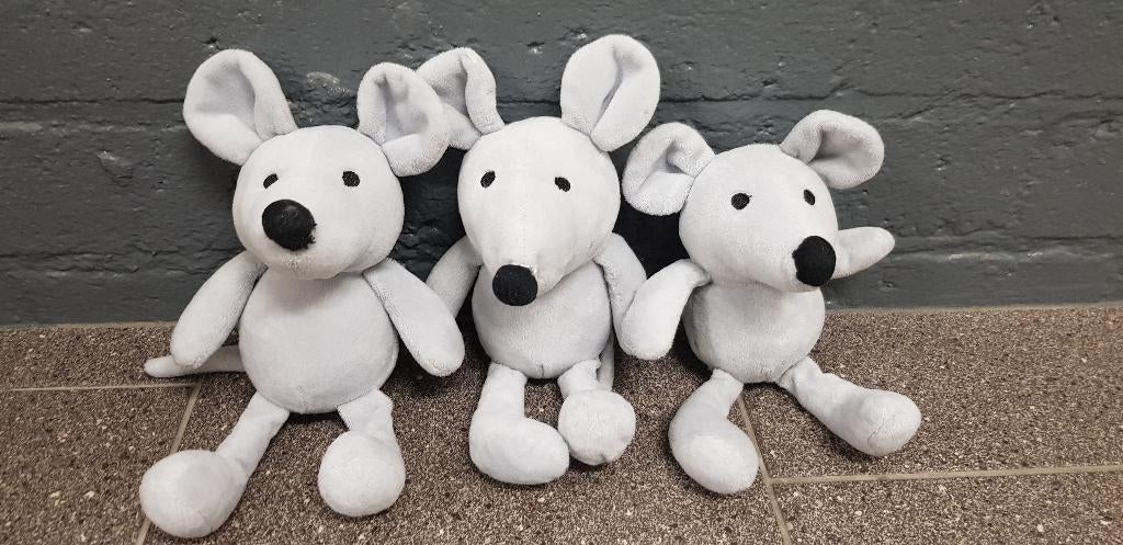 Grappige knuffel muis, 3x, grijs, nieuw, Ophalen of Verzenden, Nieuw, Overige typen