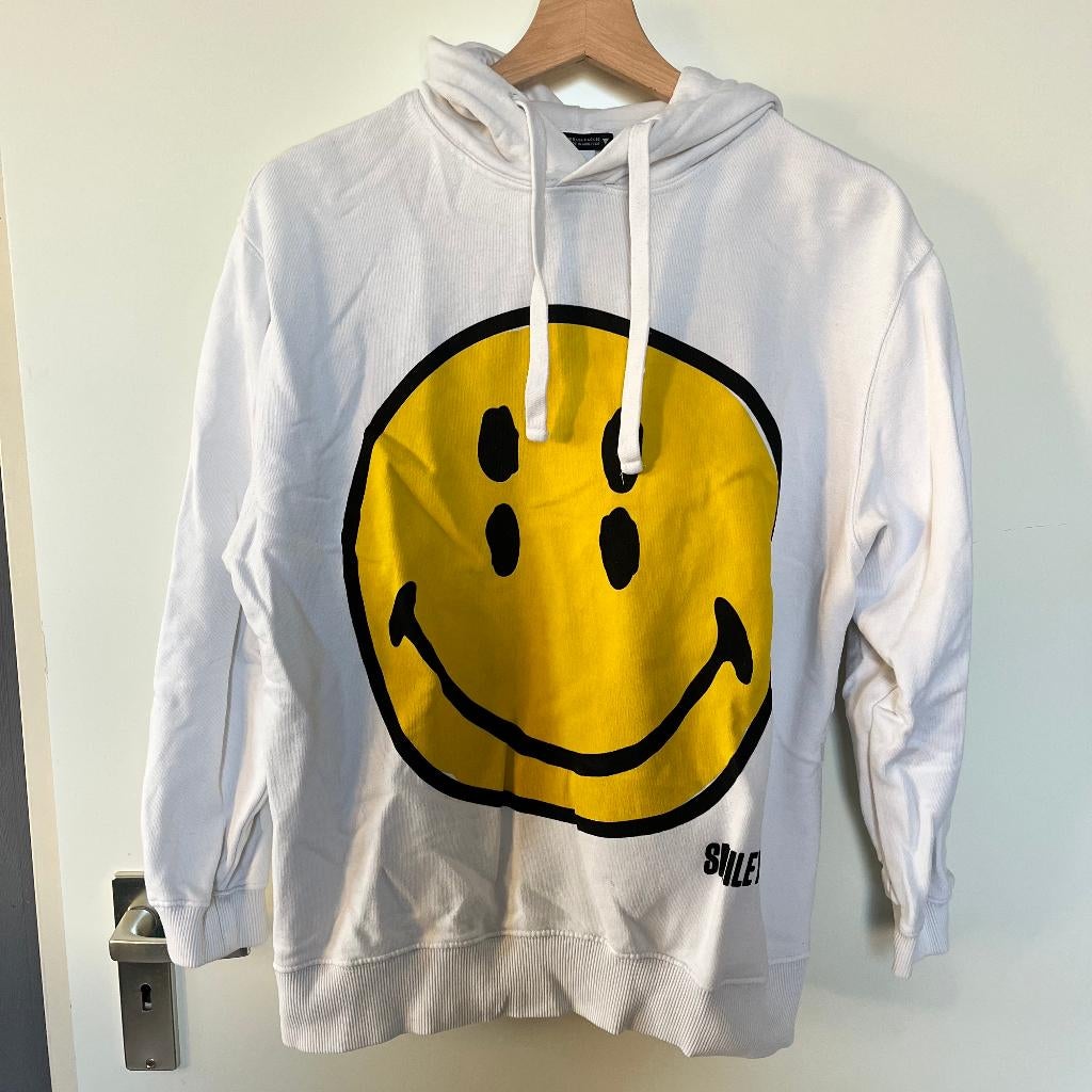 ZARA witte hoodie met smiley - maat S, Ophalen of Verzenden, Zo goed als nieuw, Maat 36 (S), Wit