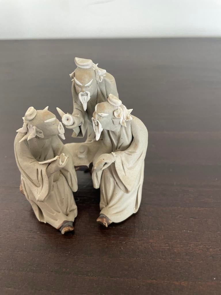 Oosters beeldje van 3 wijze mannen in steen of keramiek, Groep mensen, Minder dan 20 cm, Ophalen of Verzenden, Handgemaakt
