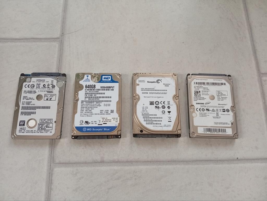 4x 2,5" Laptop HDD's: Hitachi, WD, Seagate, Samsung, Computers en Software, Harde schijven, Ophalen of Verzenden, Laptop
