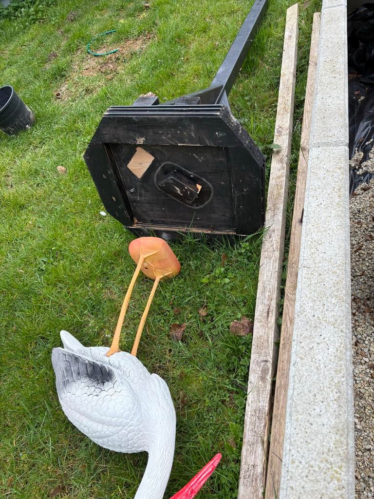 Zwarte houten geboorte bord baby ooievaar, Gebruikt, Minder dan 50 watt, Staande lamp, Ophalen of Verzenden