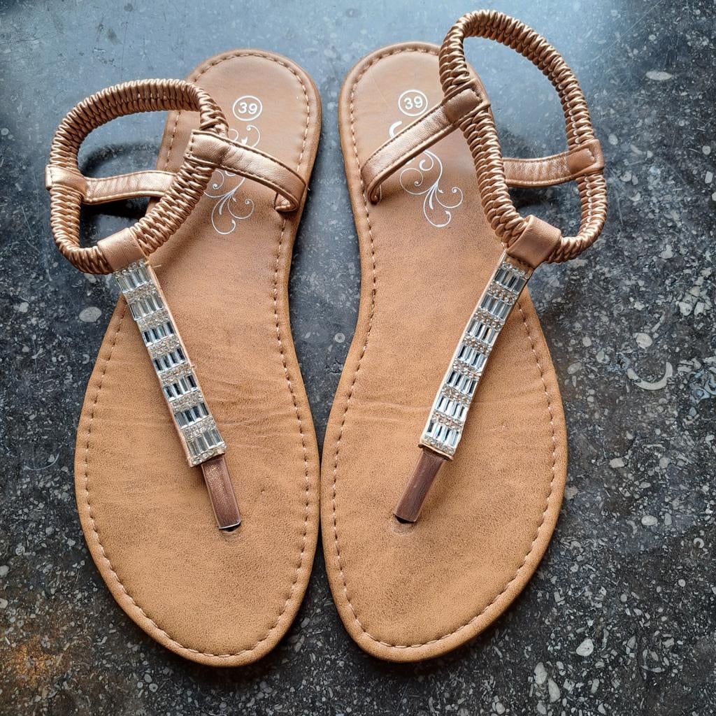 Teenslippers dames met kralen/strass maat 39, Ophalen of Verzenden, Zo goed als nieuw, Roze