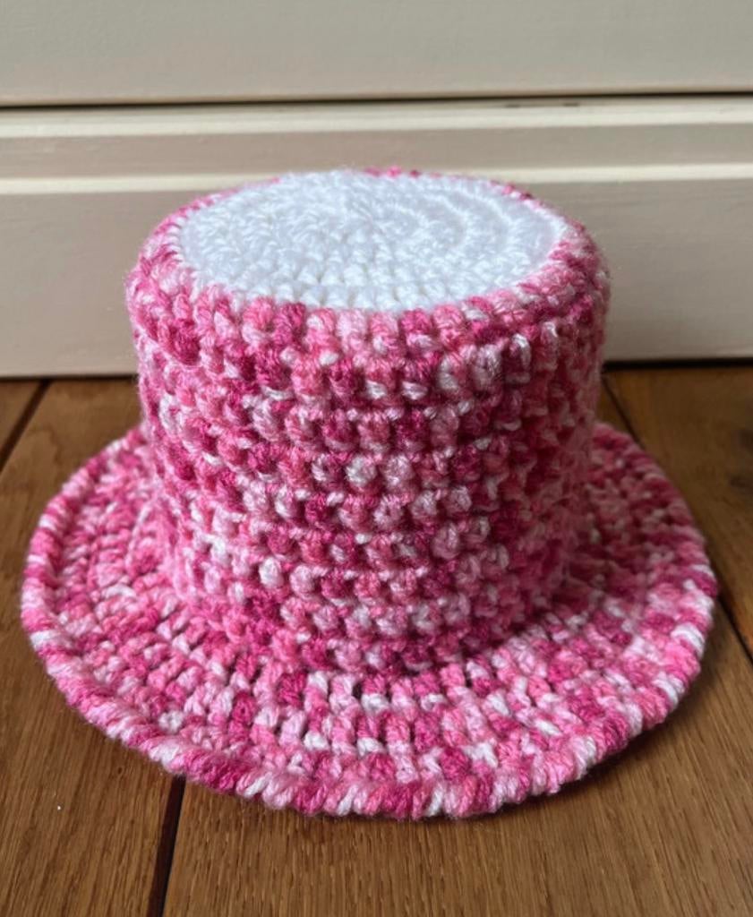 Toiletrolhoedje roze gemêleerd gehaakt hoesje wc-rol retro, Ophalen of Verzenden, Zo goed als nieuw