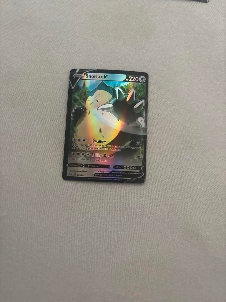 Snorlax V Pokémon kaart - Zeldzame Holo, Ophalen of Verzenden, Zo goed als nieuw, Losse kaart, Foil