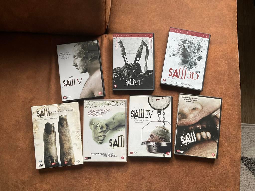 Saw DVD Boxset - Deel 1 t/m 6 en Saw 3D, Vanaf 16 jaar, Verzenden, Zo goed als nieuw, Boxset