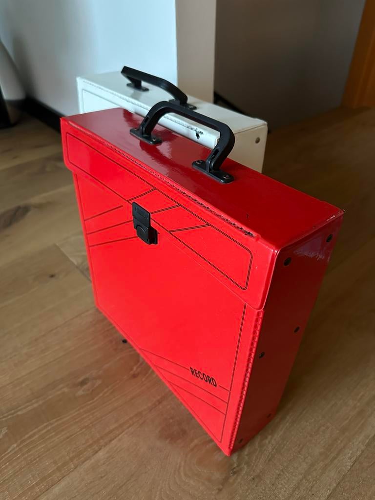 Vintage platenkoffer voor 12 inch vinyl platen / LP -rood-, Ophalen of Verzenden, Gebruikt, 12 inch