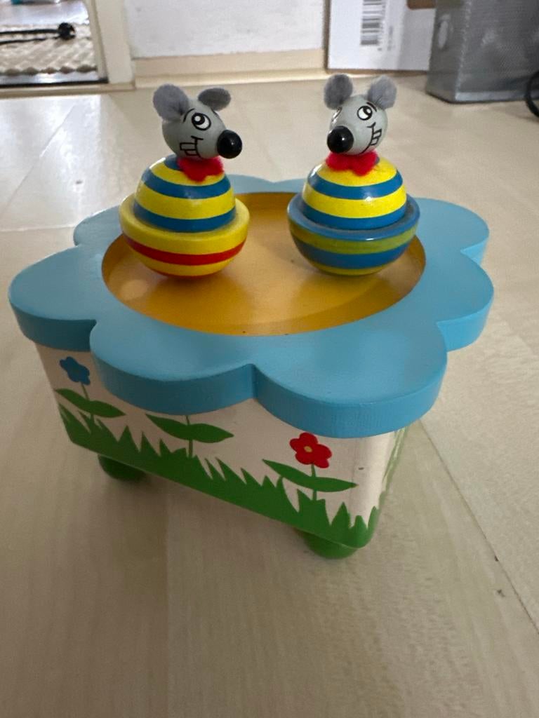 Houten Muziekdoos met Dansende Muizen - Trix Present, Ophalen of Verzenden, Zo goed als nieuw, Jongen of Meisje