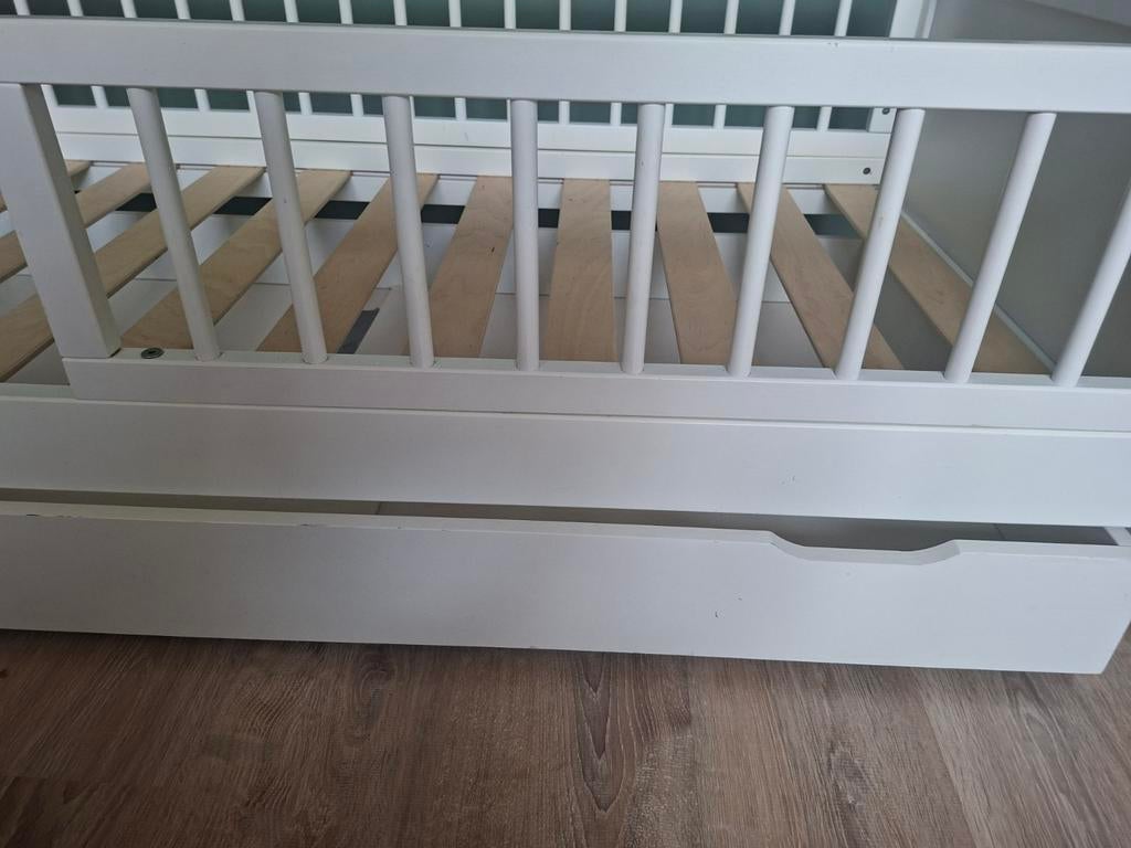 Petit Amelie peuterbed met lade en beddengoed, Ophalen, 140 tot 160 cm, 70 tot 85 cm, Matras