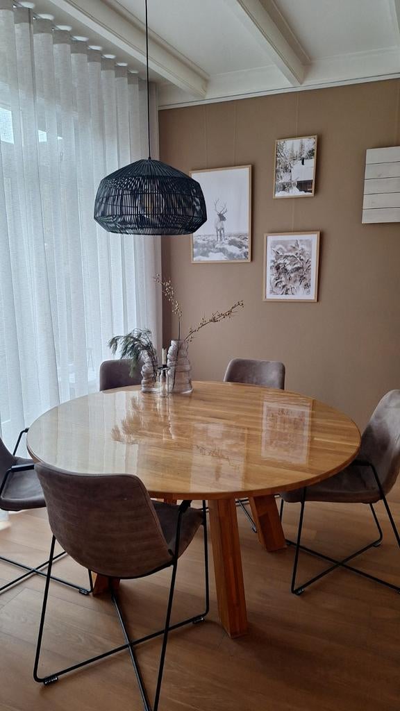 Ronde tafel Woood, Ophalen, Rond, 100 tot 150 cm, 100 tot 150 cm