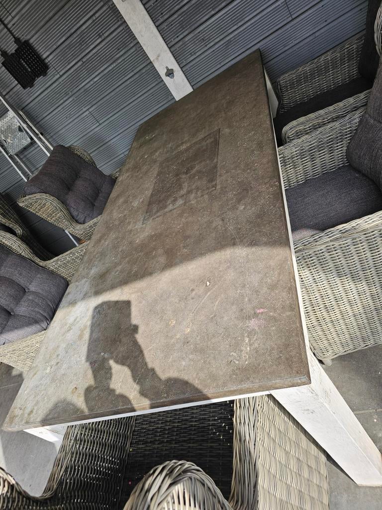 Zware tuintafel met marmerblad, Tuin en Terras, Ophalen of Verzenden, Gebruikt, Rechthoekig, Overige materialen