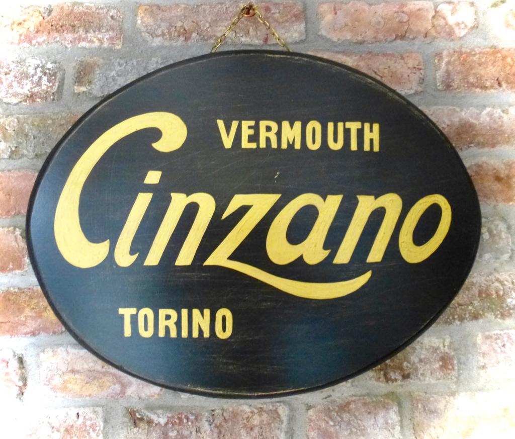 Handgeschilderd Italiaans houten bord / Cinzano Vermouth, Verzamelen, Reclamebord, Zo goed als nieuw, DeKameraadschap, Dj.kammeraat@telfort.nl