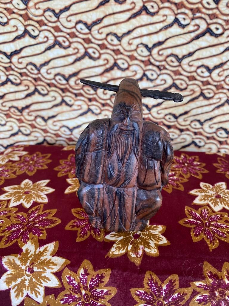 HANDGESNEDEN HOUTEN SHOU LAO/SCHILDPAD., Antiek en Kunst, Ophalen of Verzenden