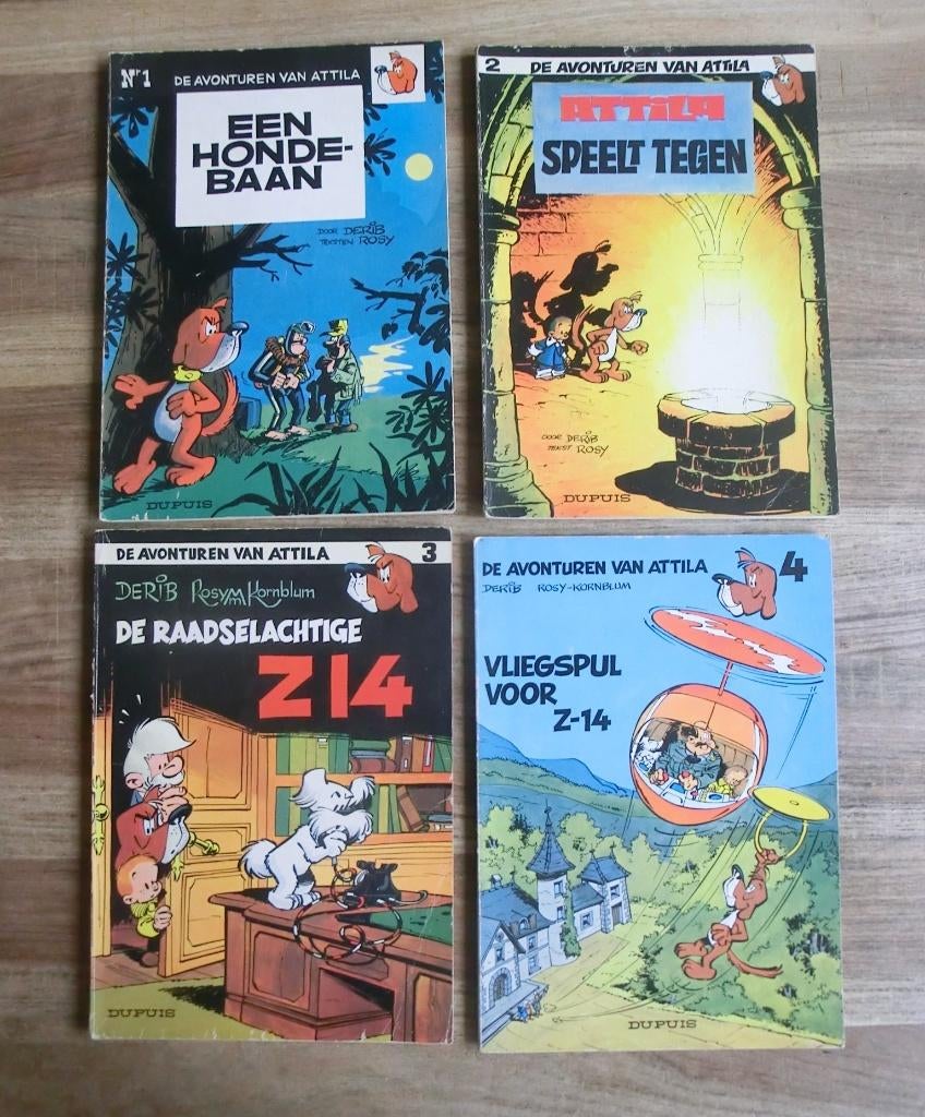 Alle 4 de stripboeken uit de reeks van Attila, Complete serie of reeks, Ophalen of Verzenden, Gelezen