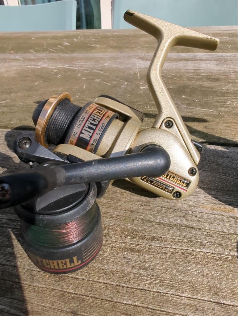 Vintage Mitchell Techna 20 werpmolen met extra spoel, Ophalen, Gebruikt, Molen