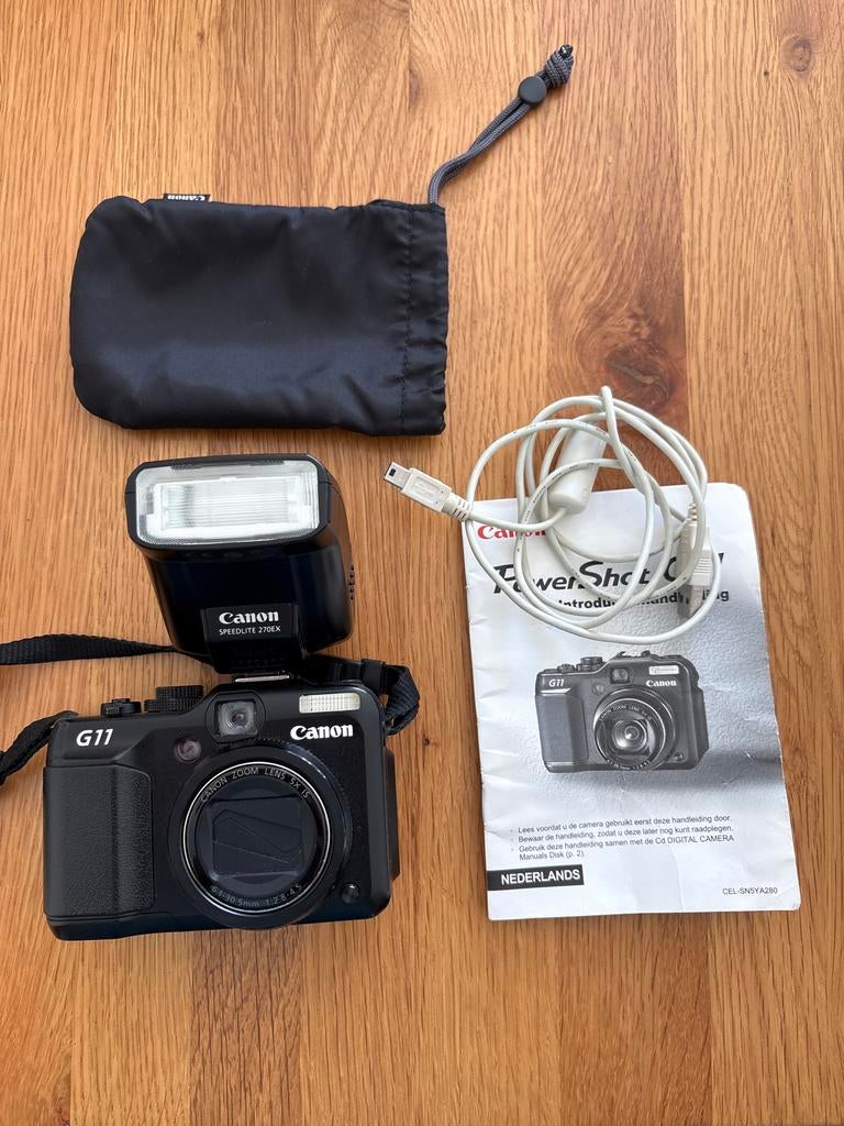 Canon PowerShot G11 met Speedlite 270EX flitser, Canon, Compact, Ophalen of Verzenden, Zo goed als nieuw