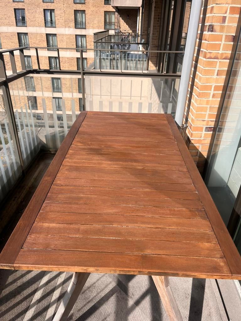 Massief houten tuintafel 180x90 cm, Tuin en Terras, Ophalen, Zo goed als nieuw, Rechthoekig, Hout