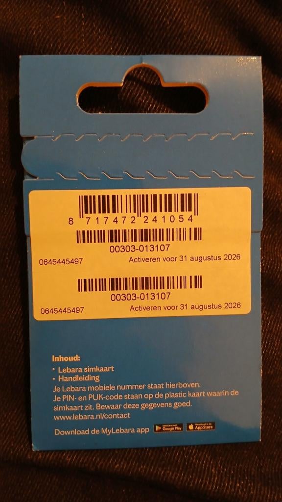 Lebara Simkaart 06.454.454.97 top nummer Gratis Verzending!!, Verzenden, Nieuw, KPN, Simkaart