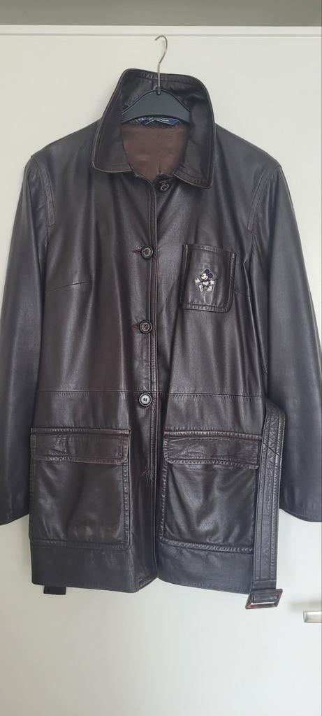 Donaldson Leren Jas met Mickey Mouse Borduurwerk, Maat 38/40 (M), Bruin, Donaldson, Ophalen of Verzenden