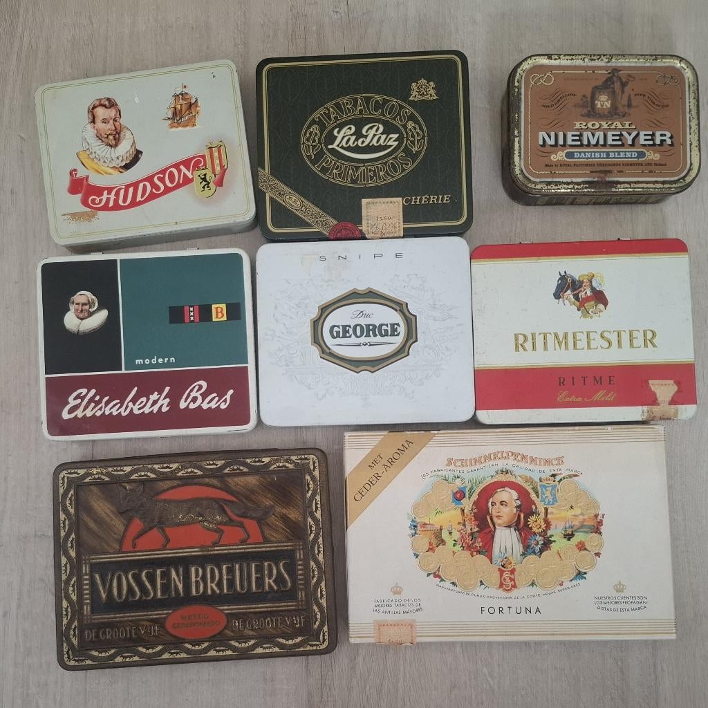 Blikken en houten sigarendoosjes, Verzamelen, Blikken, Ophalen of Verzenden, Gebruikt, Overige, Overige merken