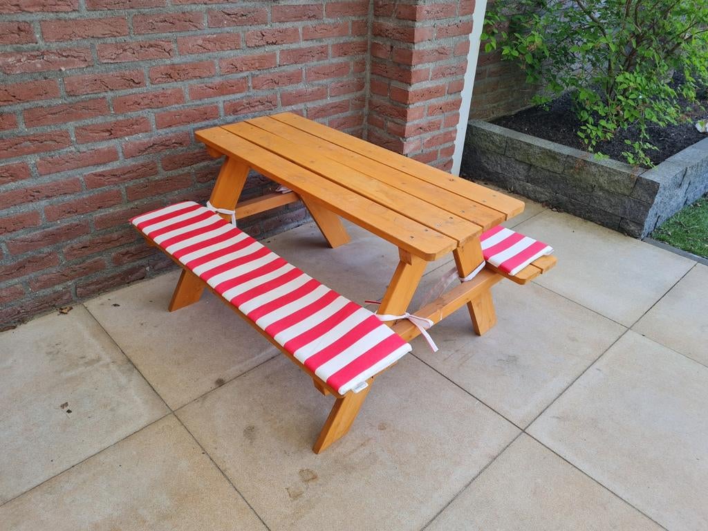 Leuke kinder picknicktafel incl kussentje, Ophalen, Rechthoekig, Hout