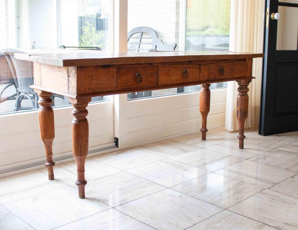 Sidetable met 3 lades, Gebruikt, Teakhout, 150 tot 200 cm, Rechthoekig