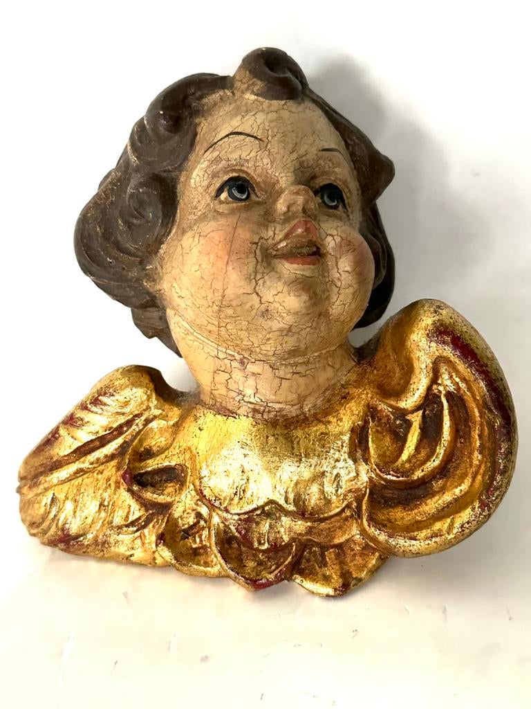 Antieke cherub Putti uit hout gesneden, Ophalen of Verzenden, Gebruikt, Religie