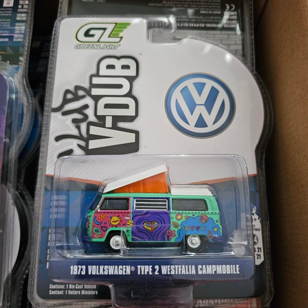 GreenLight 1973 VW Type 2 Westfalia Campmobile Hippie, Info@greencollectibles.com, 123 Modelbouwstraat, 1000 AB Speelstad, Nieuw